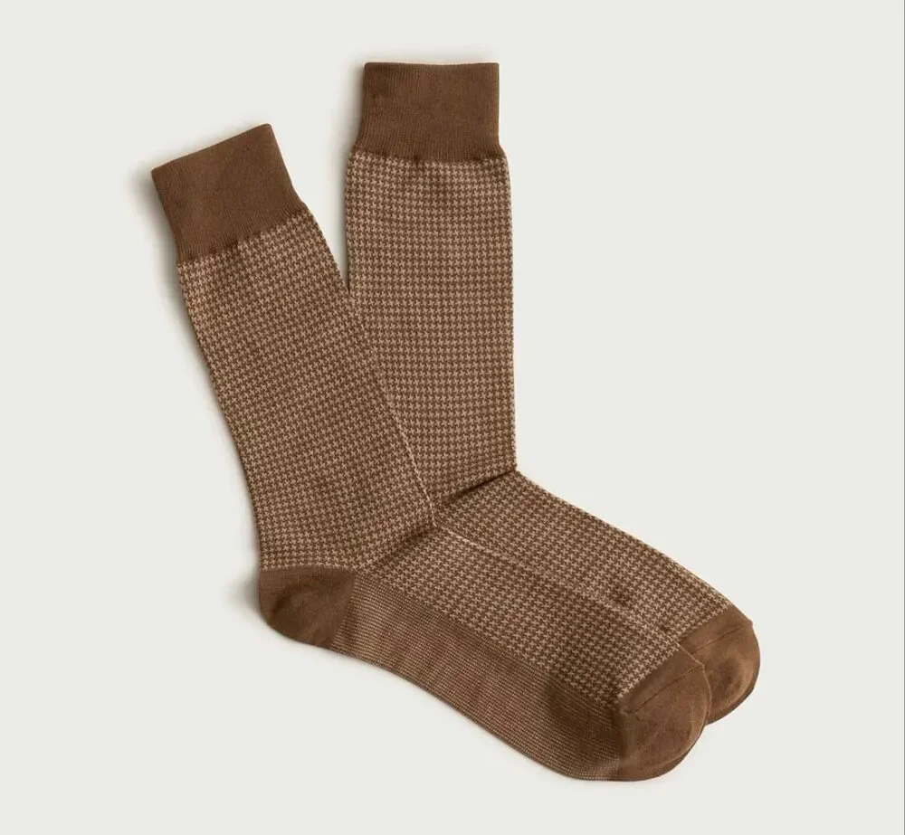 J. Crew Mini houndstooth socks Black and Tan New